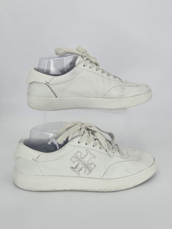 Tory Burch Shoes - Tory Burch Phoenix LOGO White Leather Low-Top Sneakers Women's Size 9